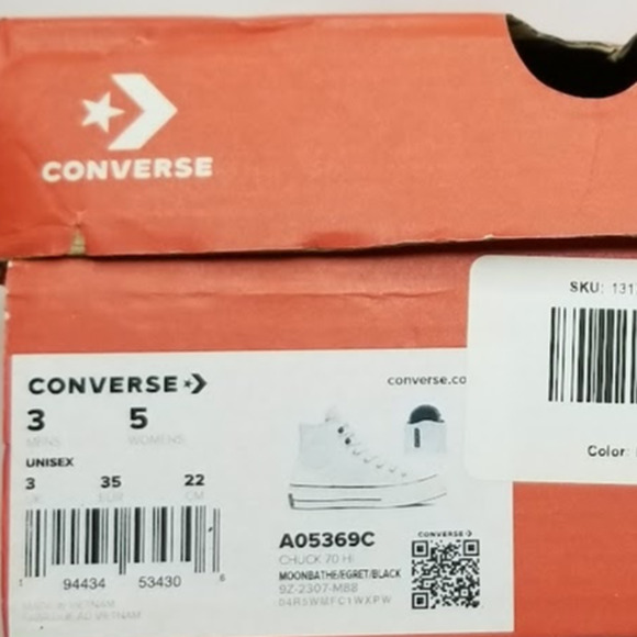 Converse Unisex CTAS Chuck 70 Leather Hi  Women's Size 5 Moonbath  #05369C NWT - Picture 10 of 10